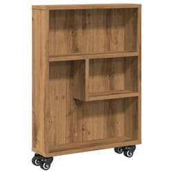 vidaXL Narrow Storage Trolley Bookcases Display Standing Shelf Engineered Wood - artisian oak