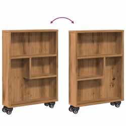 vidaXL Narrow Storage Trolley Bookcases Display Standing Shelf Engineered Wood - artisian oak - Additional view 6