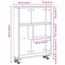 vidaXL Narrow Storage Trolley Bookcases Display Standing Shelf Engineered Wood - artisian oak - Additional view 9