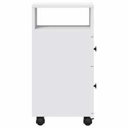 vidaXL Narrow Bathroom Cabinet with Wheels Cupboard White Engineered Wood - Additional view 4