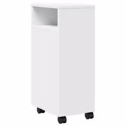 vidaXL Narrow Bathroom Cabinet with Wheels Cupboard White Engineered Wood - Additional view 5