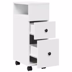 vidaXL Narrow Bathroom Cabinet with Wheels Cupboard White Engineered Wood - Additional view 6