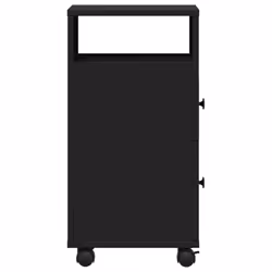 vidaXL Narrow Bathroom Cabinet with Wheels Cupboard Black Engineered Wood - Additional view 4