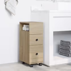 vidaXL Narrow Bathroom Cabinet with Wheels Cupboard Sonoma Oak Engineered Wood