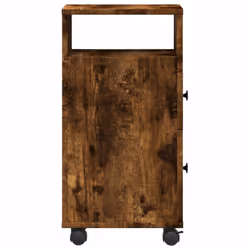 vidaXL Narrow Bathroom Cabinet with Wheels Cupboard Smoked Oak Engineered Wood - Additional view 4