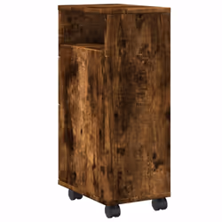vidaXL Narrow Bathroom Cabinet with Wheels Cupboard Smoked Oak Engineered Wood - Additional view 5