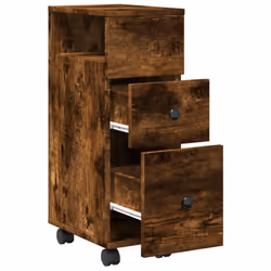 vidaXL Narrow Bathroom Cabinet with Wheels Cupboard Smoked Oak Engineered Wood - Additional view 6
