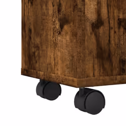 vidaXL Narrow Bathroom Cabinet with Wheels Cupboard Smoked Oak Engineered Wood - Additional view 7