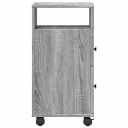 vidaXL Narrow Bathroom Cabinet with Wheels Cabinet Grey Sonoma Engineered Wood - Additional view 4