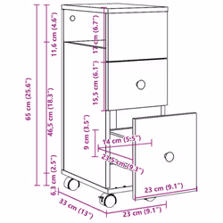 vidaXL Narrow Bathroom Cabinet with Wheels Cabinet Grey Sonoma Engineered Wood - Additional view 9