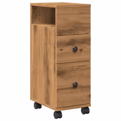 vidaXL Narrow Bathroom Cabinet & Wheels Cabinet Artisian Oak Engineered Wood