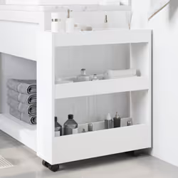 vidaXL Narrow Storage Trolley 3 Tier Bookcase Shelf White Engineered Wood