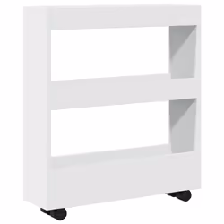vidaXL Narrow Storage Trolley 3 Tier Bookcase Shelf White Engineered Wood - Additional view 5