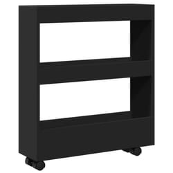 vidaXL Narrow Storage Trolley 3 Tier Bookcase Shelf Black Engineered Wood