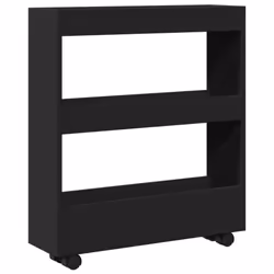 vidaXL Narrow Storage Trolley 3 Tier Bookcase Shelf Black Engineered Wood - Additional view 5