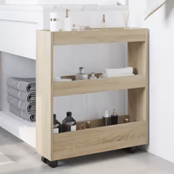 vidaXL Narrow Storage Trolley 3 Tier Rolling Cart Sonoma Oak Engineered Wood