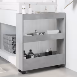 vidaXL Narrow Storage Trolley 3 Tier Bookcase Concrete Grey Engineered Wood