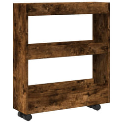vidaXL Narrow Storage Trolley 3 Tier Bookcase Shelf Smoked Oak Engineered Wood