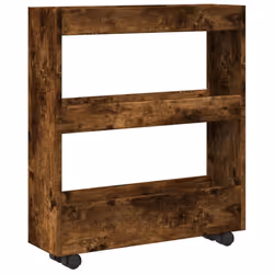 vidaXL Narrow Storage Trolley 3 Tier Bookcase Shelf Smoked Oak Engineered Wood - Additional view 5