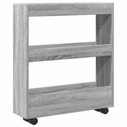 vidaXL Narrow Storage Trolley 3 Tier Rolling Cart Grey Sonoma Engineered Wood - Additional view 5