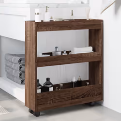 vidaXL Narrow Storage Trolley 3 Tier Bookcase Shelf Brown Oak Engineered Wood