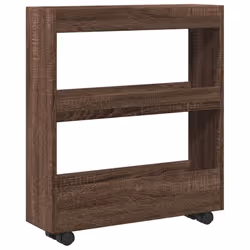 vidaXL Narrow Storage Trolley 3 Tier Bookcase Shelf Brown Oak Engineered Wood - Additional view 5