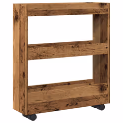 vidaXL Narrow Storage Trolley 3 Tier Bookcase Shelf Old Wood Engineered Wood - Additional view 5