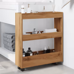 vidaXL Narrow Storage Trolley 3 Tier Rolling Cart Artisian Oak Engineered Wood