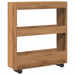 vidaXL Narrow Storage Trolley 3 Tier Rolling Cart Artisian Oak Engineered Wood - Additional view 5