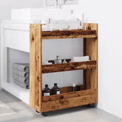 vidaXL Narrow Storage Trolley 3 Tier Bookcase Rolling Cart Engineered Wood - old wood