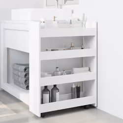 vidaXL Narrow Storage Trolley 4 Tier Rolling Cart Bookcase Engineered Wood - white