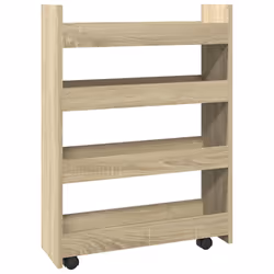 vidaXL Narrow Storage Trolley 4 Tier Rolling Cart Bookcase Engineered Wood - sonoma oak - Additional view 5