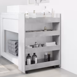 vidaXL Narrow Storage Trolley 4 Tier Rolling Cart Bookcase Engineered Wood - concrete grey