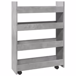 vidaXL Narrow Storage Trolley 4 Tier Rolling Cart Bookcase Engineered Wood - concrete grey - Additional view 5
