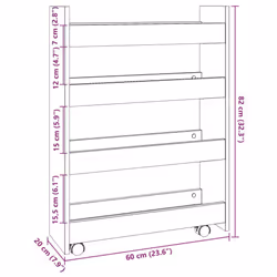 vidaXL Narrow Storage Trolley 4 Tier Rolling Cart Bookcase Engineered Wood - smoked oak