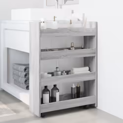 vidaXL Narrow Storage Trolley 4 Tier Rolling Cart Bookcase Engineered Wood - grey sonoma