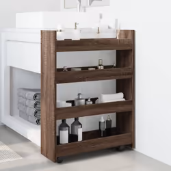 vidaXL Narrow Storage Trolley 4 Tier Rolling Cart Bookcase Engineered Wood - brown oak