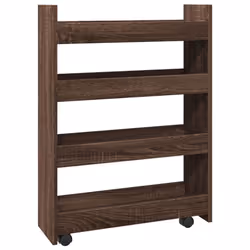 vidaXL Narrow Storage Trolley 4 Tier Rolling Cart Bookcase Engineered Wood - brown oak - Additional view 5