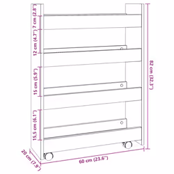 vidaXL Narrow Storage Trolley 4 Tier Rolling Cart Bookcase Engineered Wood - artisian oak