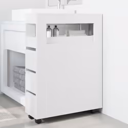vidaXL Narrow Bathroom Cabinet with Wheels Storage Cupboard Engineered Wood - white - Additional view 2