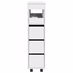 vidaXL Narrow Bathroom Cabinet with Wheels Storage Cupboard Engineered Wood - white - Additional view 4