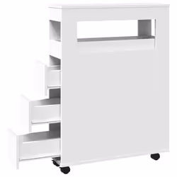 vidaXL Narrow Bathroom Cabinet with Wheels Storage Cupboard Engineered Wood - white - Additional view 6