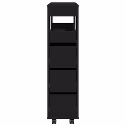 vidaXL Narrow Bathroom Cabinet with Wheels Storage Cupboard Engineered Wood - black - Additional view 4
