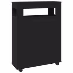 vidaXL Narrow Bathroom Cabinet with Wheels Storage Cupboard Engineered Wood - black - Additional view 5