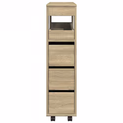 vidaXL Narrow Bathroom Cabinet with Wheels Storage Cupboard Engineered Wood - sonoma oak - Additional view 4