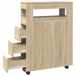 vidaXL Narrow Bathroom Cabinet with Wheels Storage Cupboard Engineered Wood - sonoma oak - Additional view 6