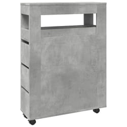 vidaXL Narrow Bathroom Cabinet with Wheels Storage Cupboard Engineered Wood - concrete grey