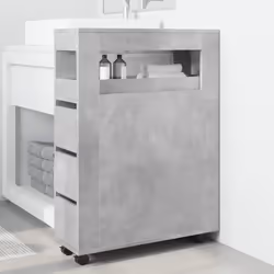 vidaXL Narrow Bathroom Cabinet with Wheels Storage Cupboard Engineered Wood - concrete grey - Additional view 2