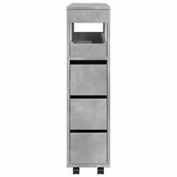 vidaXL Narrow Bathroom Cabinet with Wheels Storage Cupboard Engineered Wood - concrete grey - Additional view 4
