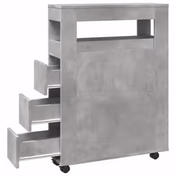 vidaXL Narrow Bathroom Cabinet with Wheels Storage Cupboard Engineered Wood - concrete grey - Additional view 6